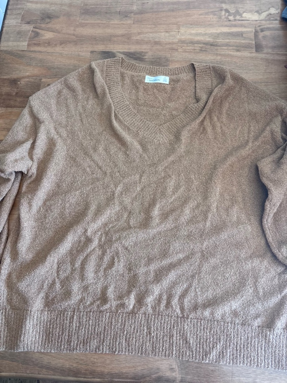 89th & Madison Taupe V-Neck Knit Sweater